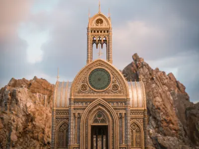 GOTHIC MODULAR BUILDING 3 Low-poly 3D model