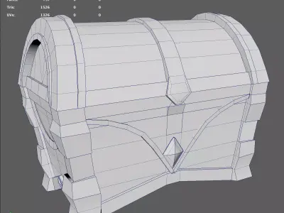 Stylized 3D low poly silver chest Low-poly 3D model