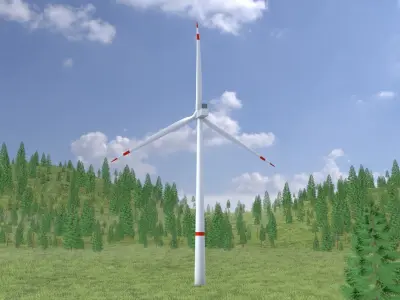 Wind turbine V1 H-138 DR 162 m Low-poly 3D model