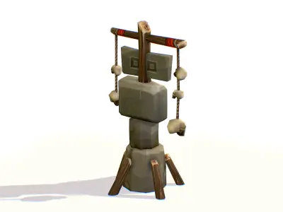 Handpaint Cartoon Stone Memorial Totem Symbol Low-poly 3D model purchase