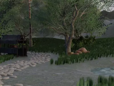 Forest Village By The Water 3D model