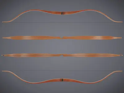 Bow and Arrow with Arrow Case Low-poly 3D model