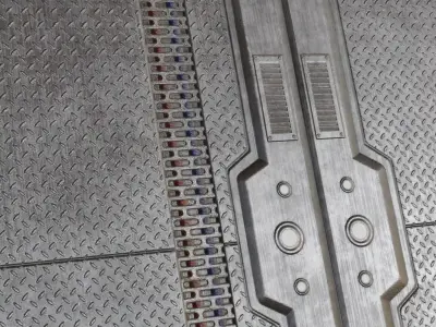 Sci-Fi Industrial Wired Metal Plate PBR Seamless Texture