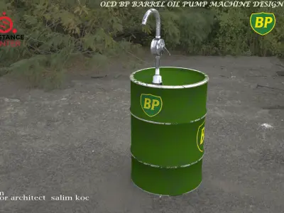  OLD BP BARREL OIL PUMP DESIGN Low-poly 3D model