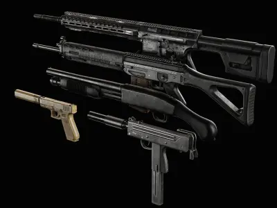 Weapons bundle pack vol 02 Low-poly 3D model