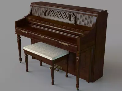 Kimball Artist Console Upright Piano 80 Antique Walnut 3D model