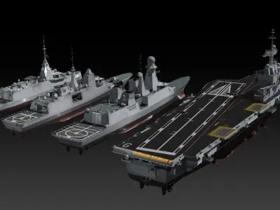 Modern French navy warships 3D Model Pack