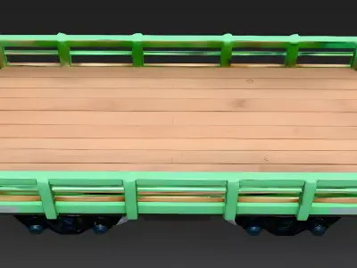 Stylized Cartoon Toy Flatcar Green Train 3d model Low-poly 3D model