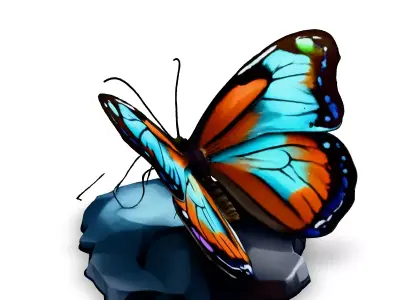 Realistic 3D Butterfly on a Rock Low-poly 3D model