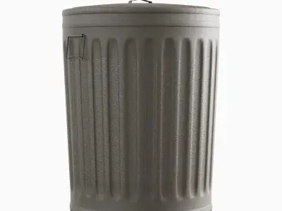 Steel Trash Can Set 3D model