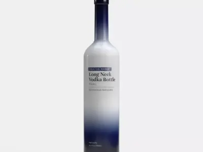 750mL Long Neck Glass Vodka Bottle 3D model