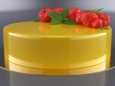 Glazed Berry Cake in Window Box 3D model