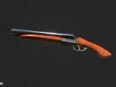 Remington Spartan sawed off shotgun Low-poly 3D model