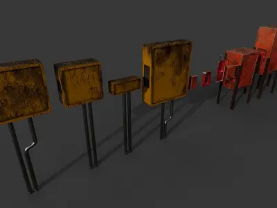 Painted Rusty Electrical Panels Low-poly 3D model