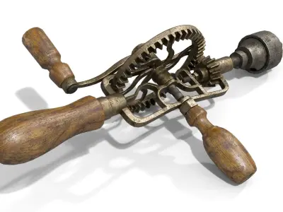 Old Hand Drill Low-poly 3D model