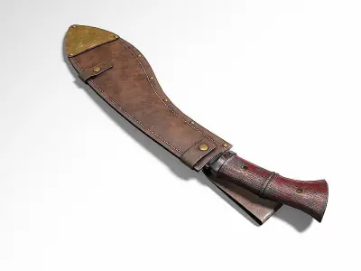 Kukri knife pbr realistic 3d model  Low-poly 3D model
