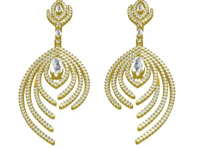 Antique Micro Pave Set Diamond Drop Earring 3D print model