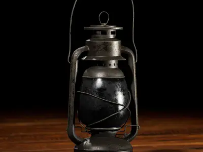 Vintage Kerosene Lamp Low-poly 3D model