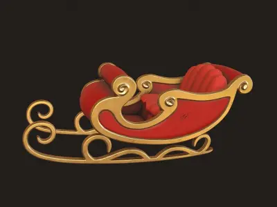 Environment - Christmas Santa Claus Sleigh Low-poly 3D model