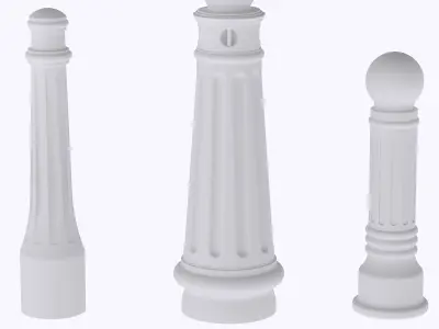 Set of 3 urban bollard 1 train model  3D print model