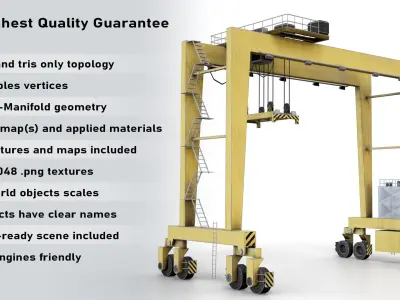 RTG Port Crane PBR Low-poly 3D model