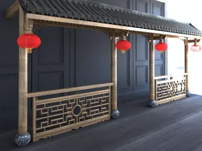 Chinese Entrance Frame With Lanterns 3D model