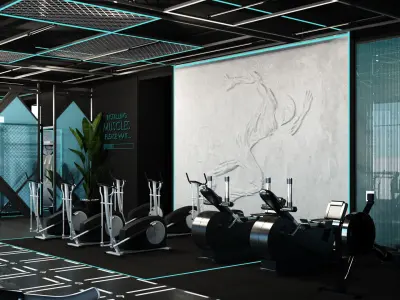 Gym Interior Scene 3D Model  3D model