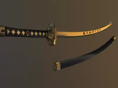 Katana - model and textures Free low-poly 3D model
