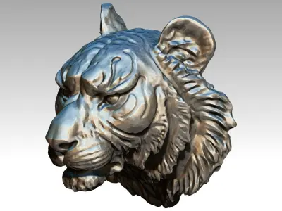 High detailed Tiger head  3D print model