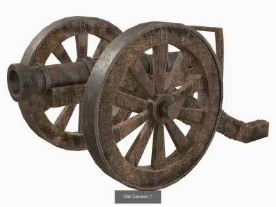Old Cannon Set 1 3D Model Pack