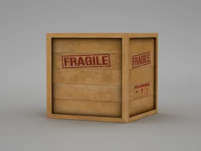 Wooden Crate Low-poly 3D model 7