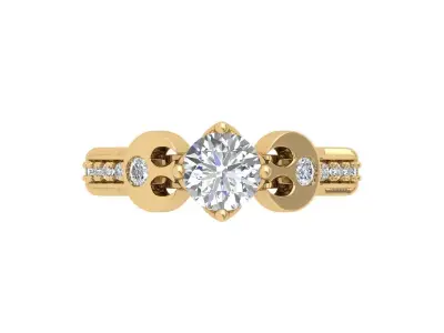 Solitaire Engagement Art Deco Ring 3D print model 56