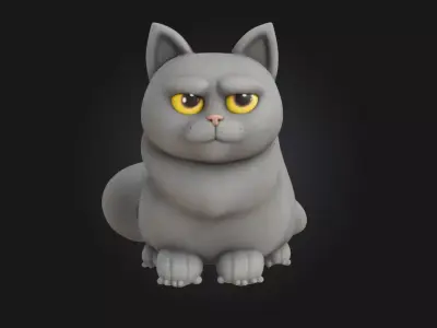 Grumpy Cat Animation  Stylized Feline Character  3D model