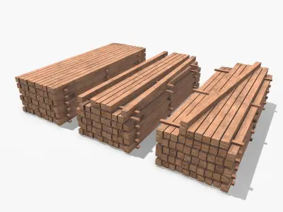 Wooden Beams Low-poly 3D model
