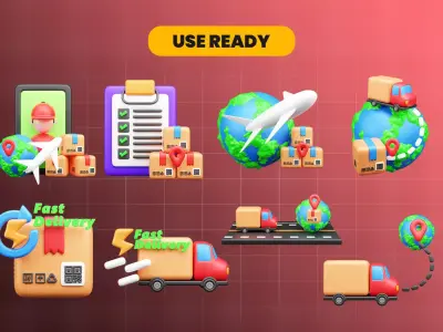 Modern Delivery and Logistics Service  3d icon set 3D model