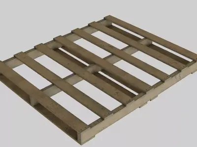 WoodenPalleteOld wooden shelf with shelves Low-poly 3D model