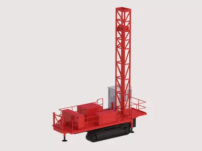Drill Rig Mining D55SP Simplified Low-poly 3D model