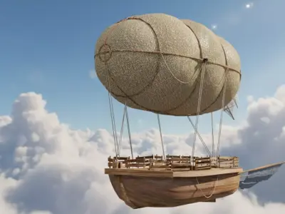 Fantasy Steampunk Airship Free low-poly 3D model