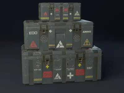 Military boxes GameReady  Low-poly 3D model purchase