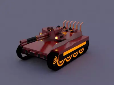 Fire Tiger LowPoly tank Low-poly 3D model