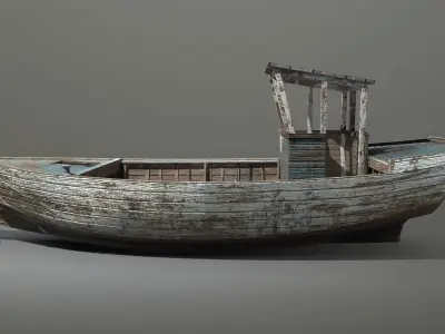 Abandoned boat Low-poly 3D model purchase