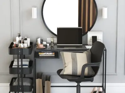VITTSJO dressing table with ODGER chair 3D model