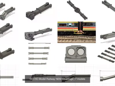 OO HO Model Railway NEM Couplings 3D Model Pack
