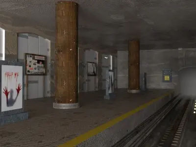 Abandoned Ghost Metro Subway Station In Horror Style 3D model