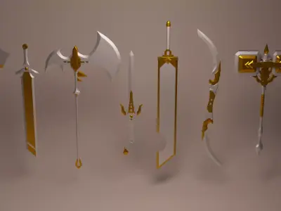 Medium-Poly Meel Weapons 3D model