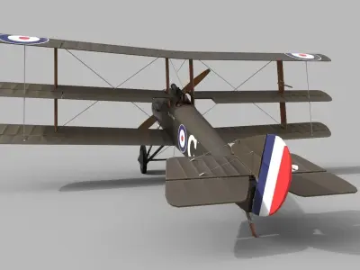 Game-Ready Sopwith Triplane Low-poly 3D model