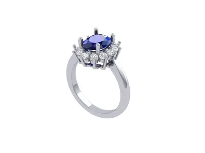 Oval Solitaire Ring 3D print model 23
