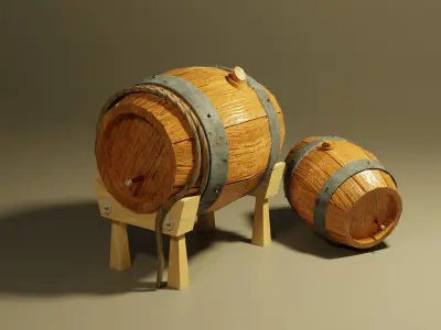 low poly 3d model barrel Low-poly 3D model