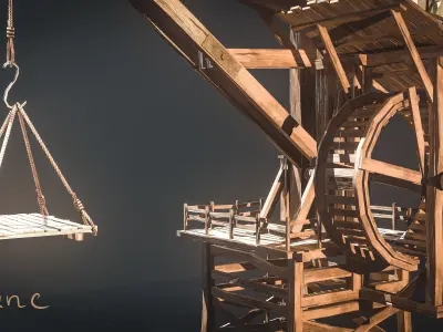 Crane Medieval Low Poly  Low-poly 3D model