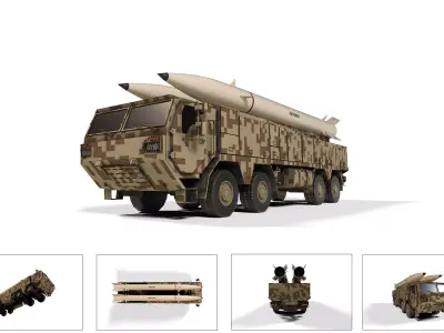 zolfaghar missile launcher lowpoly Low-poly 3D model